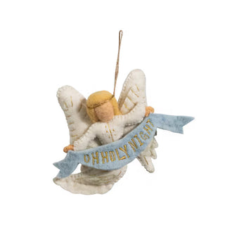 Handmade Wool Felt Angel Ornament W/Embroidered Banner #XS9886