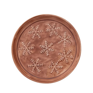 Enameled Metal Tray W/Embossed Snowflake Sienna #XS7999
