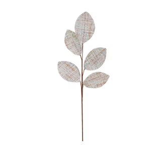 Fabric Tweed Leaf Stem W/Metallic Thread Embroidery #XS9507