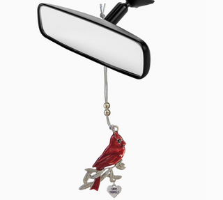 SE Safe Travels Cardinal Car Charm w/Heart & Red #KT379