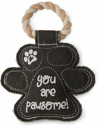 PAP - Paw Print 9.5" Canvas Dog Toy On Rope #45608