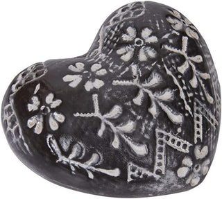 Stoneware Heart Embossed Brown & White #DA8677